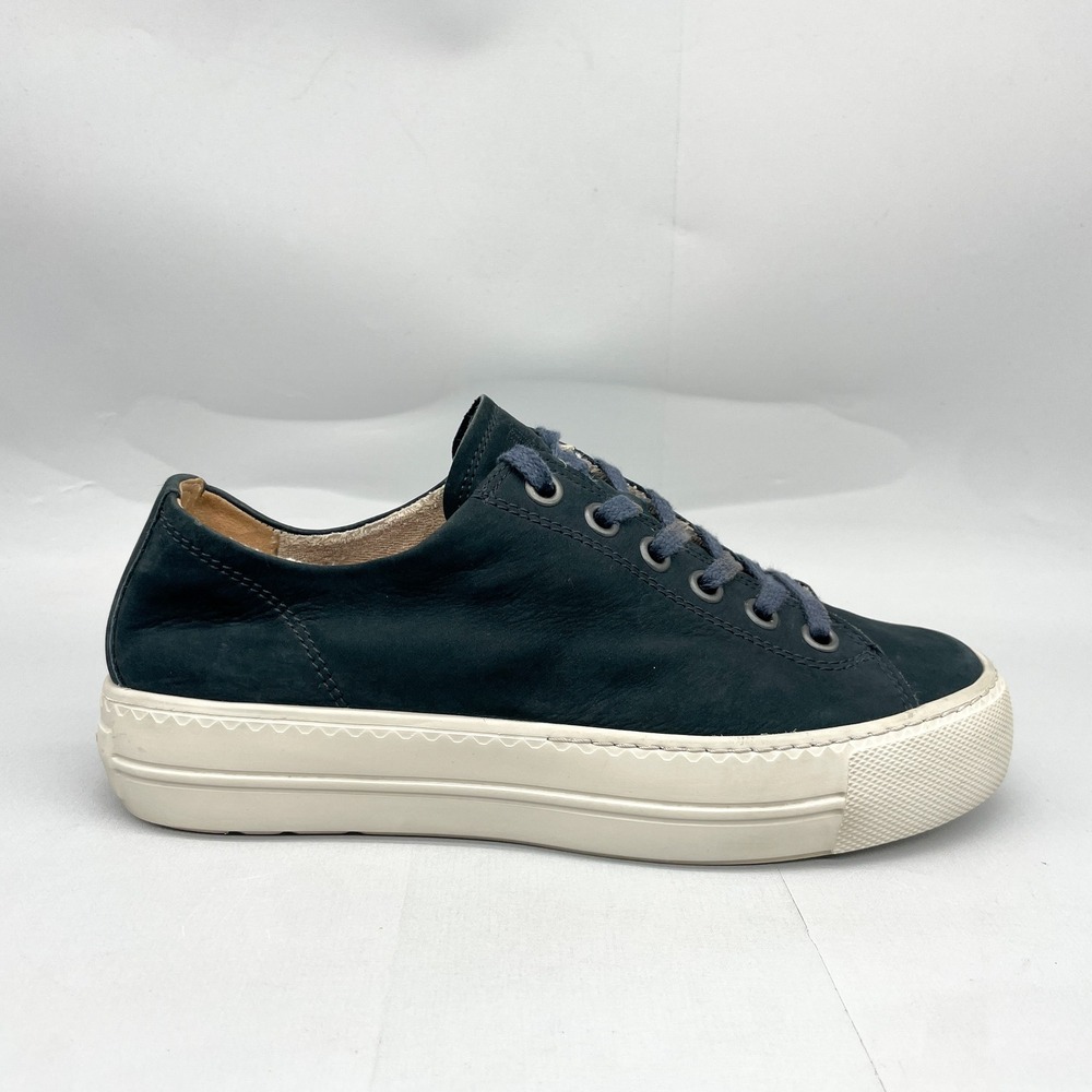 Paul Green Womens 7 9.5 Platform Sneaker Super Soft Navy Blue Nubuck Casual Shoe